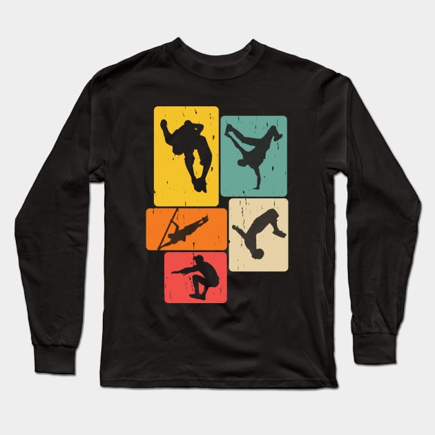 Parkour Freerunner Traceur Retro Freerunning Long Sleeve T-Shirt by Wakzs3Arts